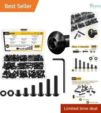 240Pcs M6 Bolt Nut Assortment Kit Alloy Steel Flat Washers Hex Wrenches Multi...
