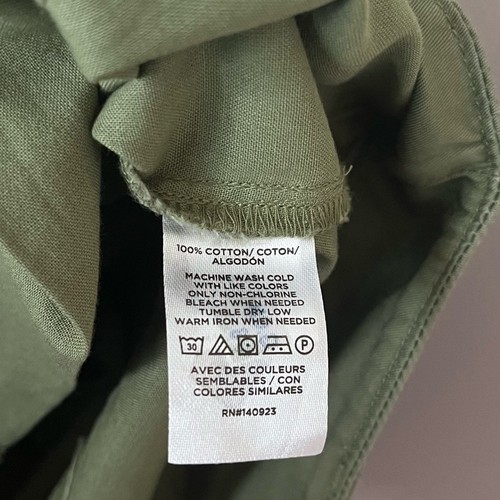 LOFT Poplin Cotton Pleated High Rise Wide Leg Trouser Pants Military Green US 10 - Picture 9 of 9