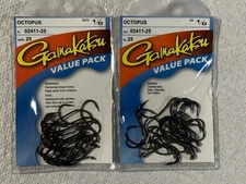 (LOT OF 2) GAMAKATSU OCTOPUS HOOKS 1/0 VALUE PACKS.  25 PER PACK 50 TOTAL