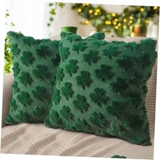 St Patricks Day Pillow Covers, 18x18 Inch Set of 2 Shamrock Throw Green