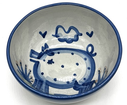 "Cuenco grande para servir verduras MA Hadley Country Scene Blue Pig 8,25"" redondo" - Imagen 10 de 10