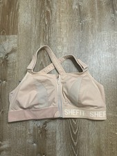 SHEFIT Sports Bra 3Luxe Sand Nude High Impact Front Zip Adjustable EUC