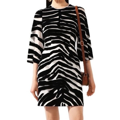 black zebra mini dress Sexy Black Zebra Mini Dress: Flattering Tassel Diamond Cutouts White / M