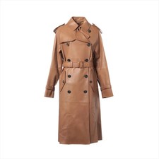 Prada 23 years Lam Long Coat 38 Ladies' Brown 56A116 detachable belt