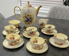 ✨RARE VINTAGE ANTIQUE STYLE FINE BONE CHINA TEA SET FRUIT BLOSSOM D. WALLACE