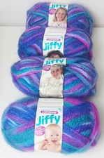 Vintage Lion Brand Jiffy Acrylic Yarn Mohair Look Purple Green Lot of 4 Skeins