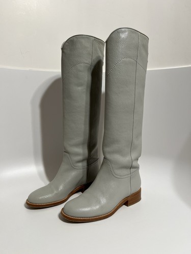 Vtg Chanel Gray Leather CC Logo Boots 35.5 - Picture 3 of 15