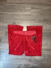 Vintage Y2K Juicy Couture Velour Sweat Pants Red Size M wrap You Up In My Love