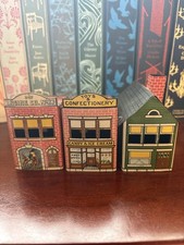 Antique West Bros Lithograph Tin Candy Containers Buildings Village Lot Litho