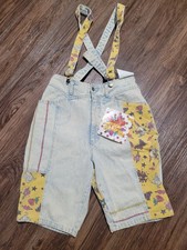 NWT RARE Vintage 80s 90s Love Zana-Di Overalls Shorts Sz 13/14 Acid Washed