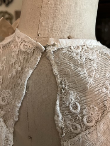 1809🌟Antico corsetto pizzo petto di piccione edoardiano vintage balza superiore polsini larghi - Foto 7 di 23
