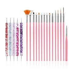 20 Pcs Nail Art Design Tools, 15 Painting Brushes Multicolor 