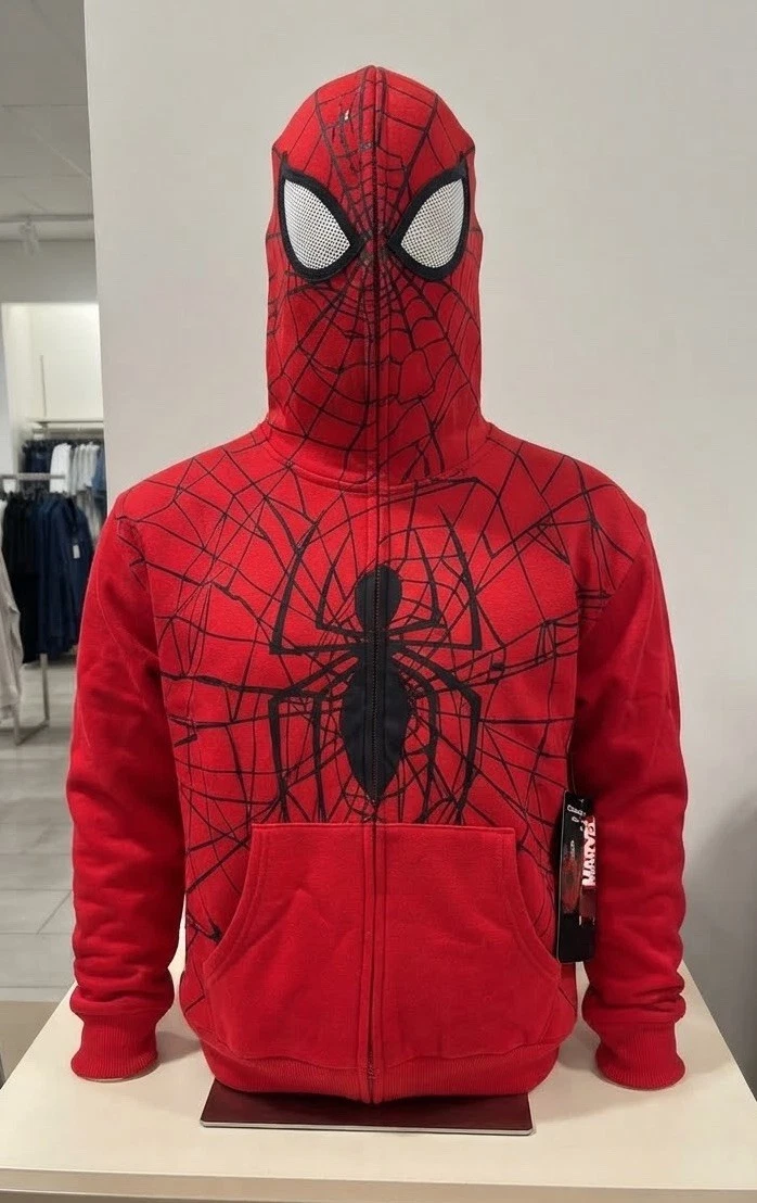 MARVEL SpiderMan Cosplay Adulto Unisex Cremallera Frontal Sudadera con Capucha Talla XL