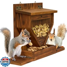 MIXUMON Wood Squirrel Feeder, Funnel Squirrel Feeders for Outside