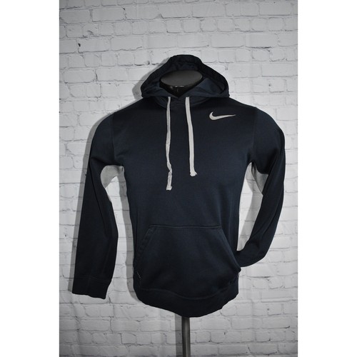 Nike Hoodie Pullover Boys Size Small Black Front Pocket Therma-Fit Polyester