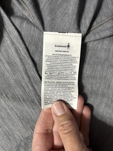 Smartwool VRST Manica Lunga Uomo Grigio Chiaro Attivo 1/4 Zip Taglia XL (B9) - Foto 7 di 8