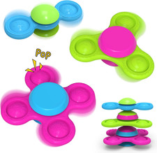 3PCS Silicone Suction Cup Spinner Toys for 1-2 Year Old Boys  Girls  Sensory B