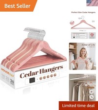 Cedar Hangers for Closet 30 Pack, Smooth Cedar Wood Hangers with Rings, 360  ...