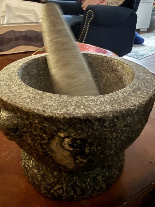 Granite Stone Mortar Pestle Heavy Duty Set Kitchen Tool Guacamole Spices Herbs