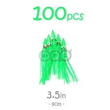 100pcs Green 3.5" Squid Hoochies Octopus Skirts Trolling Fishing soft Lures 9cm