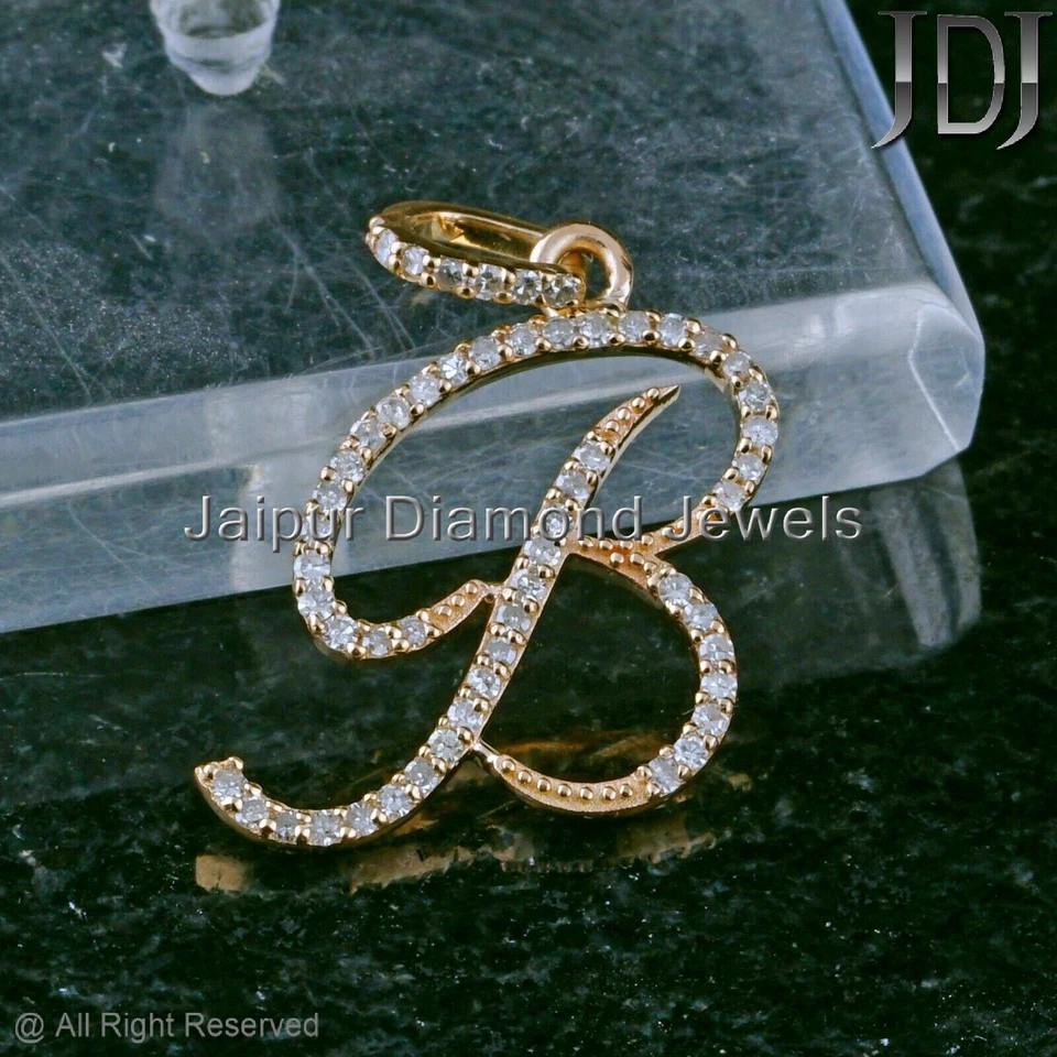 Colgante Alfabeto Dije Oro Inicial Letra 14k Amarillo Real Diamantes Genuinos Regalo Foto 2 de 4