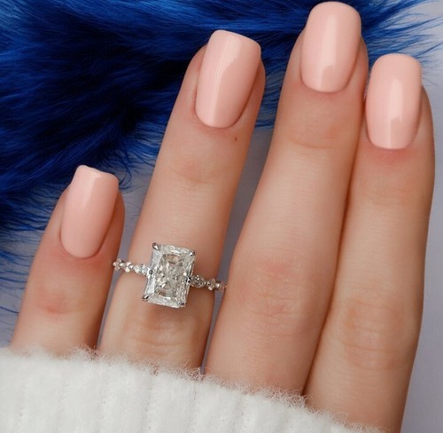 2.35 Ct GIA IGI Lab Grown Diamond Engagement Ring Radiant Cut 14K White Gold - Picture 6 of 12