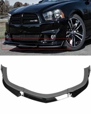For 2011-2014 Dodge Charger Front Bumper Lip Painted Black Plastic STP-Style
