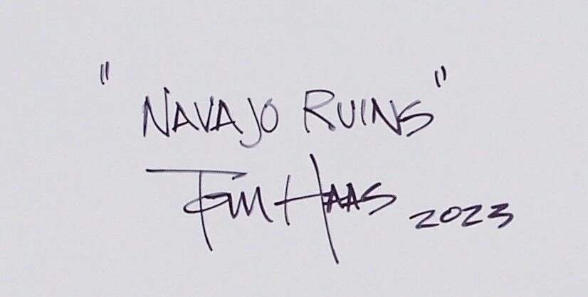 TOM HAAS painting 'Navajo Ruins' oil 16"x12" Canyon de Chelly Arizona desert sky - Image 2 of 2