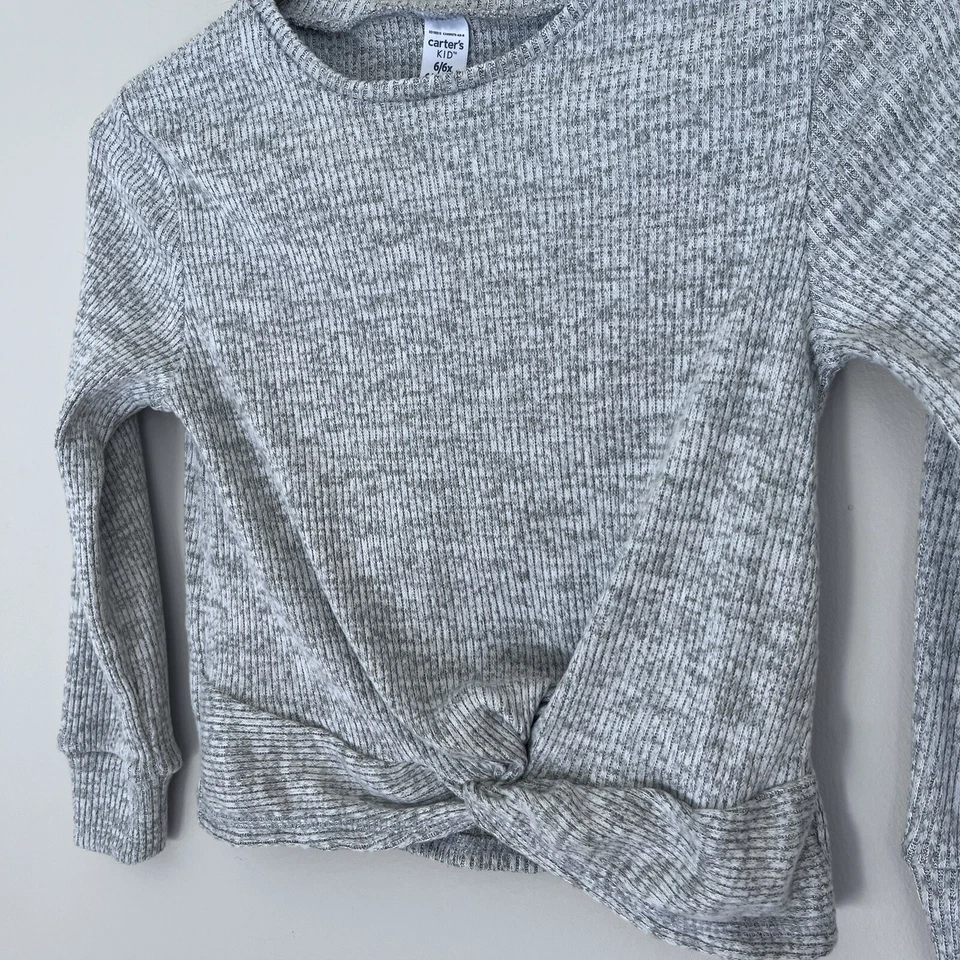 Suéter Carter’s Nuevo Con Etiquetas Niños Niñas Hilado Suave Girado Frontal Acanalado Gris Talla 6 Foto 2 de 4