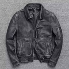Men American Pilot Air Force Vintage Brown and Black Real Leather Jacket