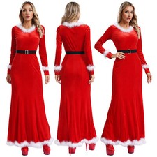 Women Dresses Fancy Costume Christmas Dress With Belt Cosplay High Waist Robe