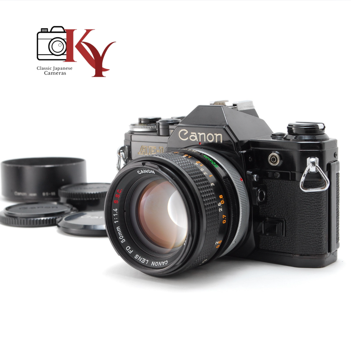 【完動品】Canon AE-1 bk / FD 50mm F1.4 S.S.C. NEAR MINT ］Canon AE-1 Black SLR Film Camera FD f1.4 50mm