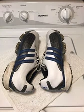 Adidas Traxion Golf Shoes/Spikes Men’s Size 11 White,Leather Powerband