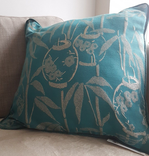 Dot & Ivy Teal Lantern Jacquard cushion - 50x50cm - Bedroom Sofa Chair - Picture 5 of 10