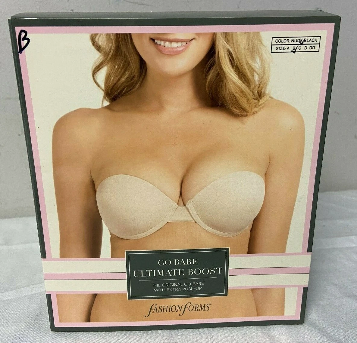 Bare Backless Ultimate Boost Adhesive Bra Size B Nude Beige