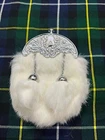 Child's Kilt Sporran/Boy, Baby Kilt Sporrans White Fur Thistle Crest/Kilt Sporra