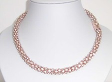 Halskette Collier Farbe rotgold mit weißem Kristall + Magnetverschluß - neu