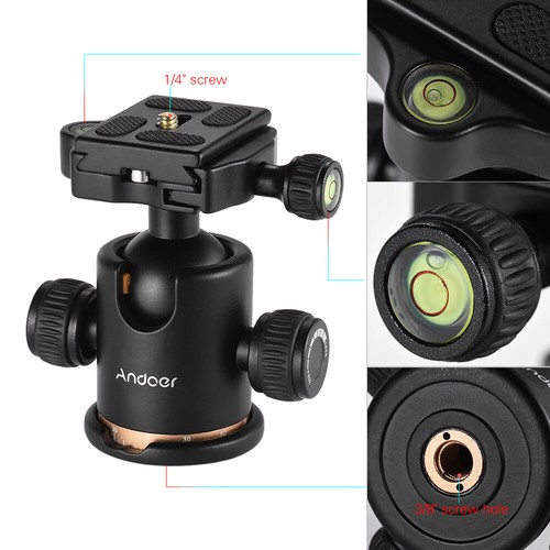 Tripod Ball Head Ballhead Built In Bubble Level Indicators Y0J4 - Picture 6 of 10