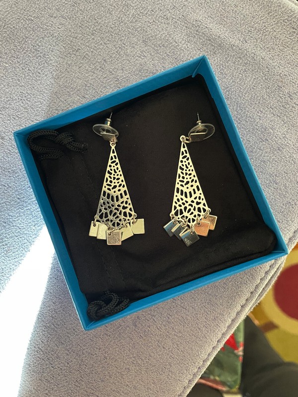 Silver Tone Chandelier Style Earrings - Brand New
