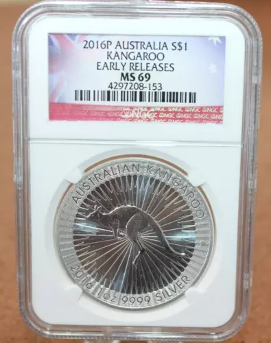 Australia - 2016 P - 1 oz. Silver Kangaroo $1 - NGC MS 69 Early Releases(025WEJ)