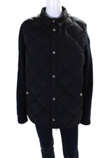 Moncler Womens Knit Long Sleeve Down Filled Quilted Zip Up Jacket Black Size Xxl