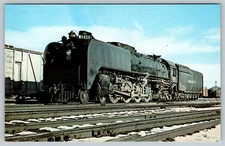 Union Pacific Railroad U.P. 4-8-4 No. 821 Cheyenne WY Postcard Train Locomotive
