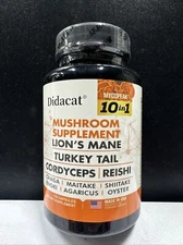 Didacat Mycopeak 10-in-1 Mushroom Supplement 120 Caps *USA MADE 🇺🇸Exp.12/26