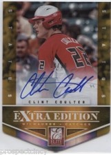 Clint Coulter 2012 Panini Elite Orange Die-Cut Status 4/10 Auto - Brewers #1 OF
