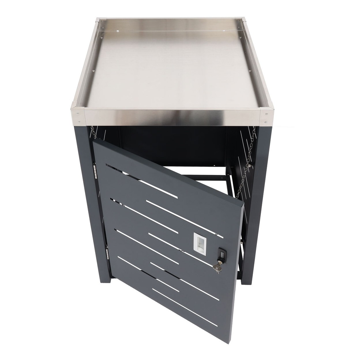 Mülltonnenverkleidung HWC-H40b, Mülltonnenbox, Edelstahl-Metall 