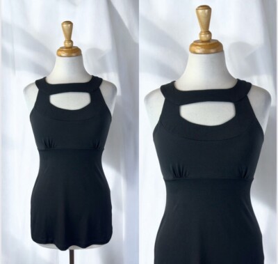 Black Tank Top Blouse Key Hole Vintage 90s Whimsigoth Fairy Chic Minimalist M