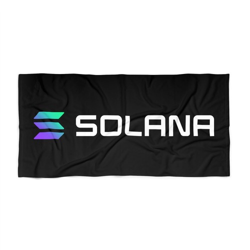 Solana SOL Black Beach Towel - 2 Sizes, Crypto Towel, Cryptocurrency, Blockchain - Picture 4 of 5