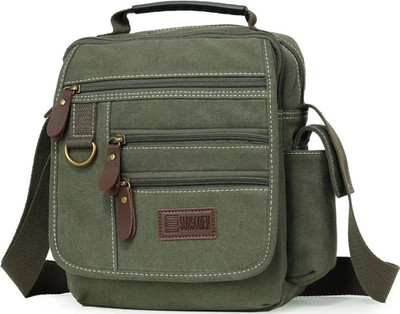 Mens Bag Canvas Shoulder Bag Small Messenger Crossbody Bag Work Bag Vintage Mult