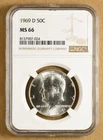 1969 D Kennedy Silver Half Dollar NGC MS66