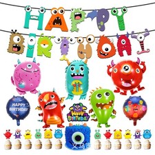 Monsters Aliens Party Supplies Balloons Cake Toppers Banner Birthday Decoration